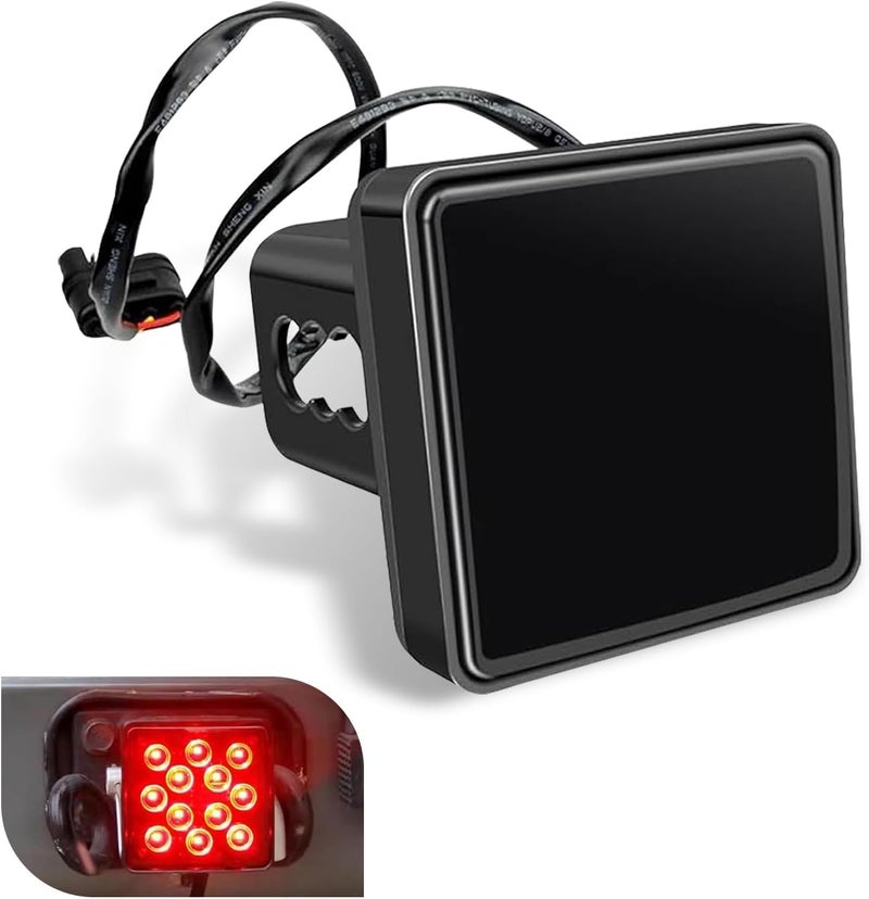 MLY 1 PC 15 LED Hitch Cover, Waterproof Trailer Hitch Cover, Square Tow Tail Light, Universal Brake Light Fit for 2 Inch Towing Receiver (Black) - Image 1